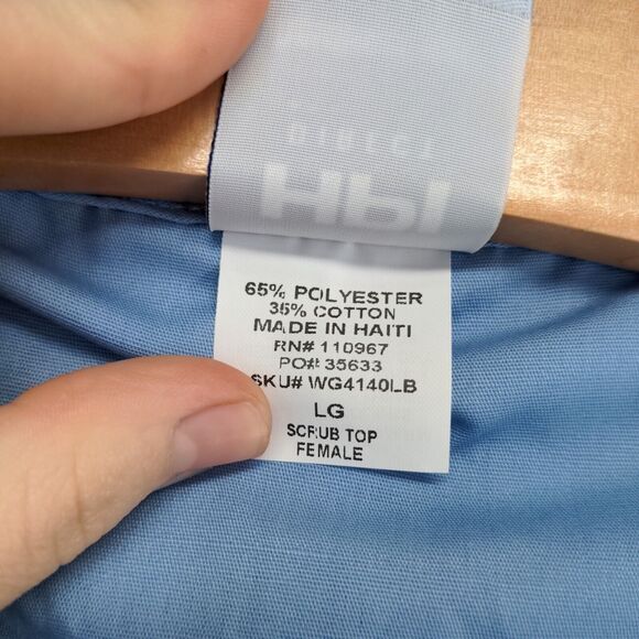 Walgreens Women's Scrub Top Blue Large Short Sleeve Front Pocket Poly Blend - Picture 10 of 13